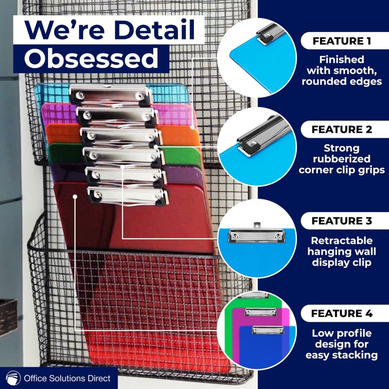 Office Solutions Direct Plastic Clipboards with Low Profile Clip (Set of 12) - 12.5 x 9 Inch Multi Color, Holds 100 Sheets - Image 5